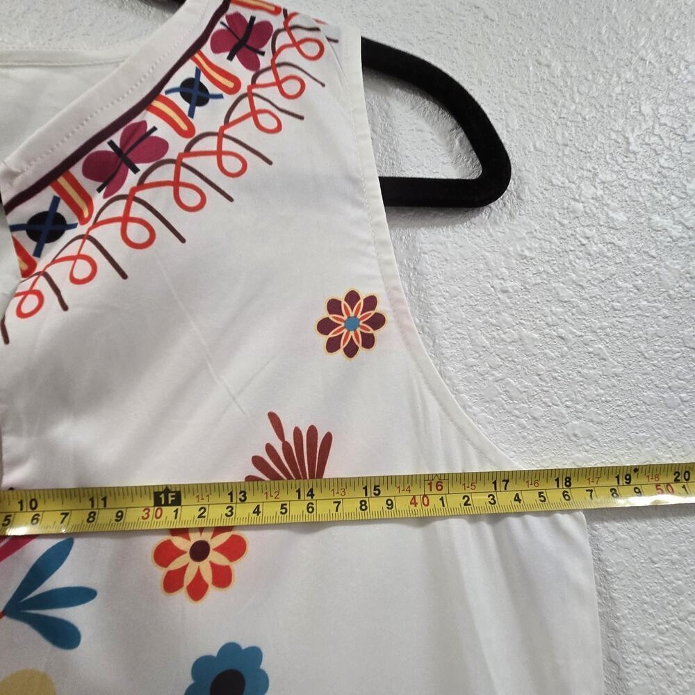 Vonda White Floral Ethnic Bohemian Sleeveless Maxi Sundres Size S Beach - Picture 8 of 10